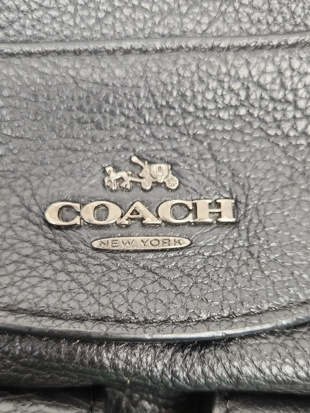 Coach Black Pebbled Leather Billie Backpack with Dual Front Pockets